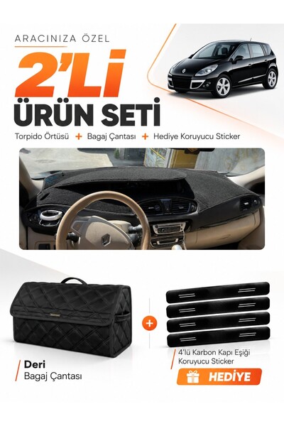 e-biz Renault Scenic 3 (2009-2016) Compatible Glove Box Cover + Leather Trunk...