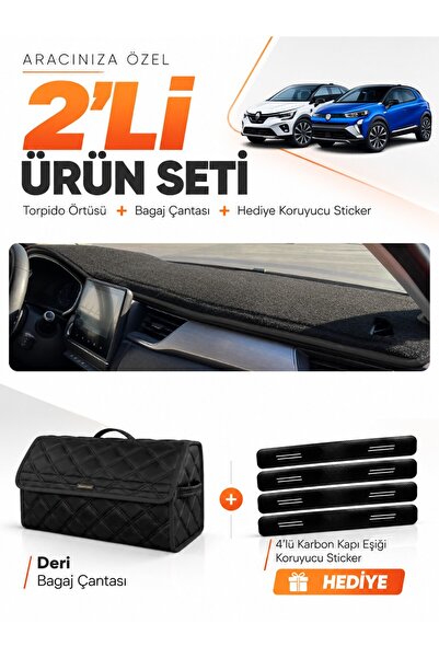 e-biz Renault Captur 2 (2019-2024) Compatible Glove Box Cover + Leather Trunk...