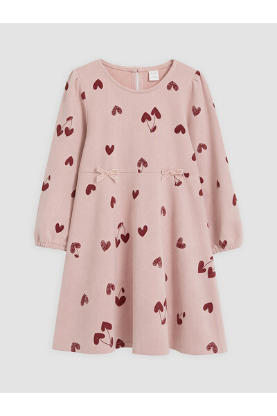 LC Waikiki Alita City Lcw Kids Pink 2 Thread Patterned Girls' Dress with a Di...
