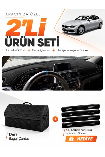 e-biz Bmw F30 (2010-2018) Compatible Dashboard Cover + Leather Trunk Bag + St...