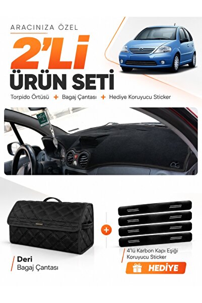 e-biz Citroen C3 (2004-2009) Compatible Dashboard Cover + Leather Trunk Bag +...