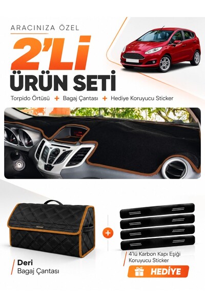 e-biz Ford Fi̇esta (2008-2017) Compatible Dashboard Cover + Leather Trunk Bag...