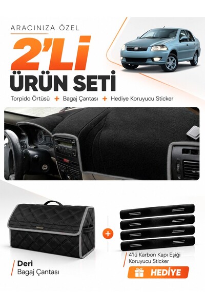 e-biz Fiat Si̇ena (2005-2012) Compatible Dashboard Cover + Leather Trunk Bag ...