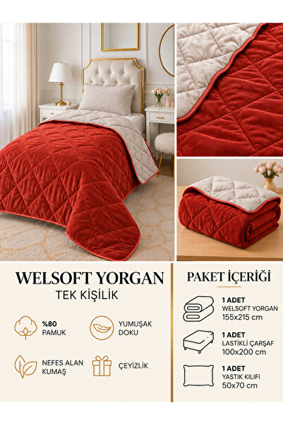 meressa home Tek Kişilik Welsoft Uyku Seti Peluş Yumuşak Çeyiz Seti (155x215c...