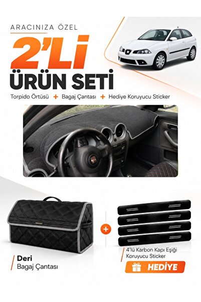 e-biz Seat Ibiza (2001-2008) Compatible Glove Box Cover + Leather Trunk Bag +...
