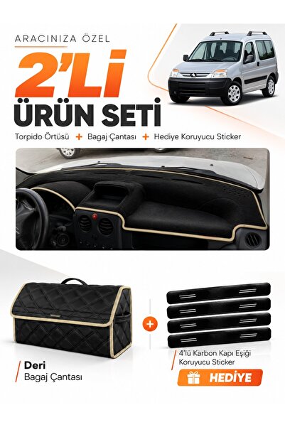 e-biz Peugeot Partner (2002-2008) Compatible Glove Box Cover + Leather Trunk ...