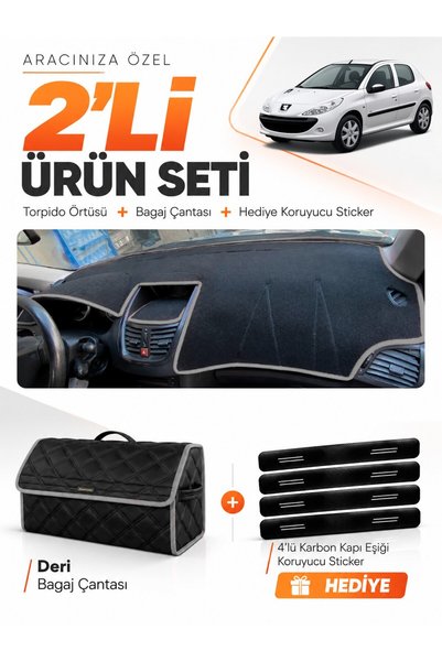 e-biz Glove Box Cover + Leather Luggage Bag + Sticker Set Compatible with Peu...