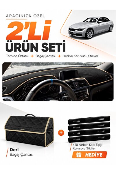 e-biz Bmw F30 (2010-2018) Compatible Dashboard Cover + Leather Trunk Bag + St...