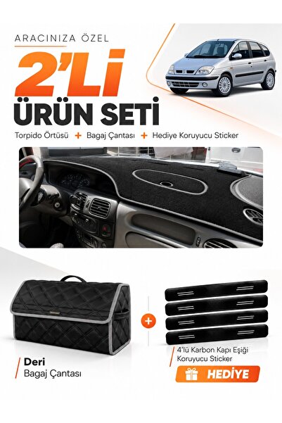 e-biz Renault Scenic 1 (1996-2003) Compatible Torpedo Cover + Leather Luggage...