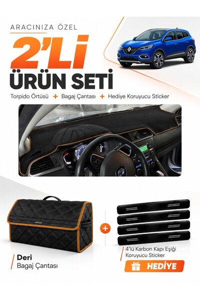 e-biz Renault Kadjar (2015-2022) Compatible Dashboard Cover + Leather Trunk B...