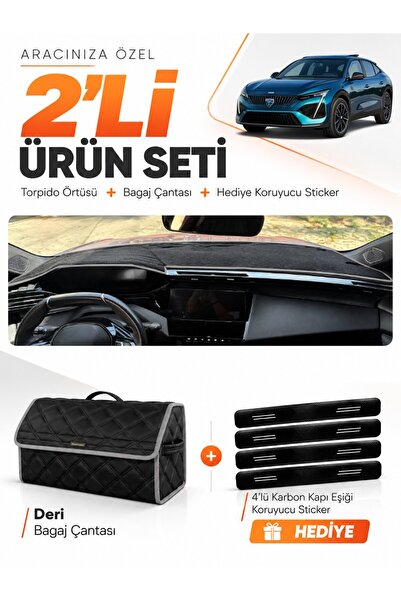 e-biz Peugeot 408 (2022-2026) Compatible Dashboard Cover + Leather Trunk Bag ...