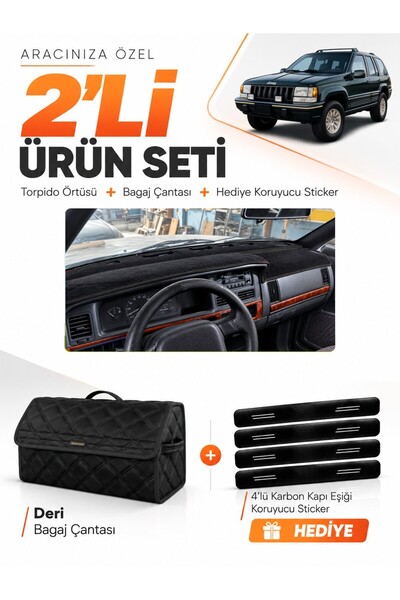 e-biz Jeep Grand Cherokee (1993-1998) Compatible Dashboard Cover + Leather Tr...