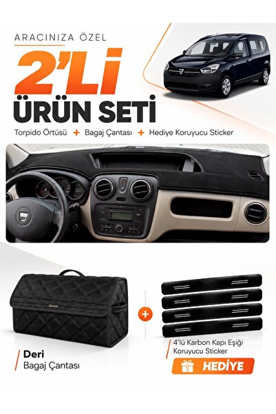 e-biz Daci̇a Dokker (2012-2020) Compatible Dashboard Cover + Leather Trunk Ba...
