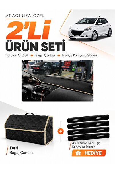 e-biz Peugeot 208 Old Compatible Torpedo Cover + Leather Luggage Bag + Sticke...