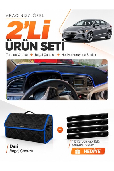 e-biz Hyundai Elantra (2017-2020) Compatible Glove Box Cover + Leather Trunk ...