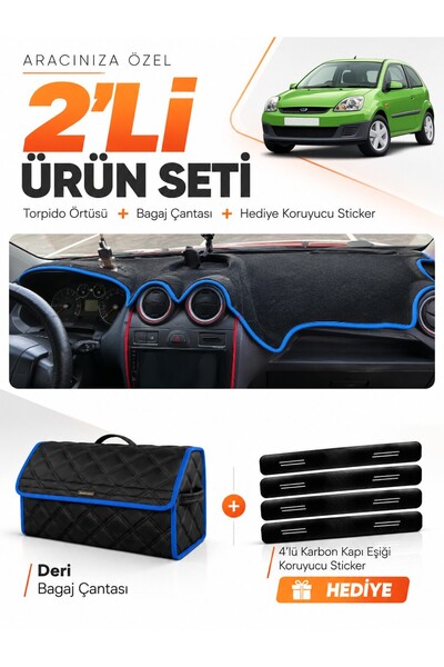 e-biz Ford Fi̇esta Type 1 (2002-2009) Compatible Glove Box Cover + Leather Tr...