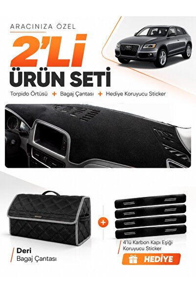 e-biz Audi Q5 (2008-2017) Compatible Glove Box Cover + Leather Trunk Bag + St...