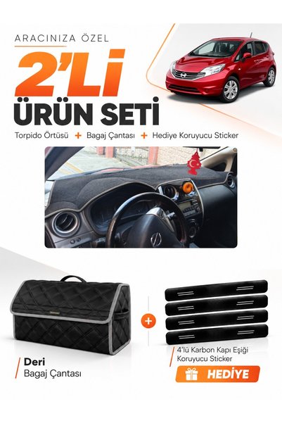 e-biz Dashboard Cover + Leather Trunk Bag + Sticker Set Compatible with Nissa...