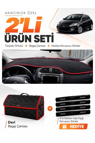 e-biz Fiat Bravo (2007-2014) Compatible Dashboard Cover + Leather Trunk Bag +...