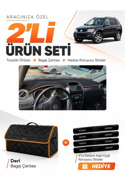 e-biz Suzuki Grand Vitara (2006-2012) Compatible Dashboard Cover + Leather Tr...