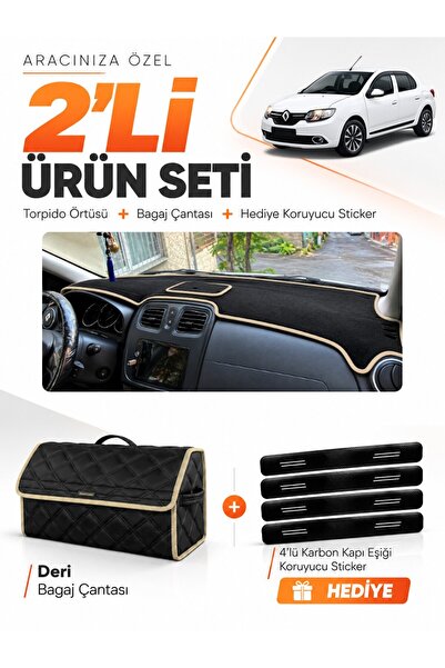 e-biz Renault Symbol Top Covered (2013-2021) Compatible Torpedo Cover + Leath...