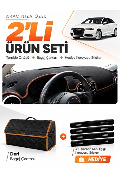 e-biz غطاء صندوق السيارة المتوافق مع AUDI A3 (2013-2020) + حقيبة أمتعة جلدية ...