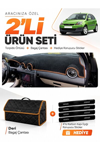 e-biz Ford Fi̇esta Type 2 (2003-2010) Compatible Glove Box Cover + Leather Tr...
