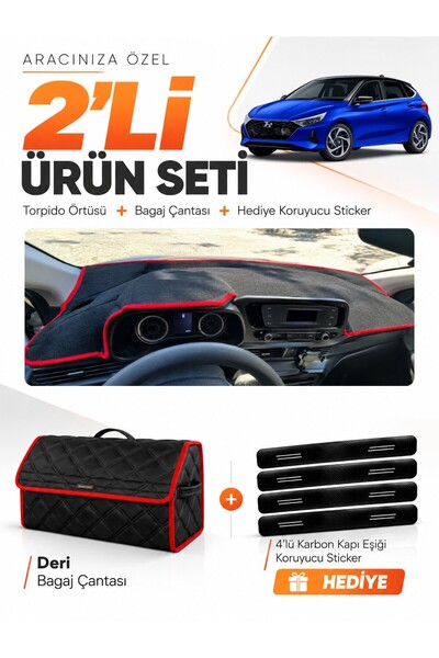 e-biz Hyundai İ20 (2020-2024) Compatible Glove Box Cover + Leather Trunk Bag ...