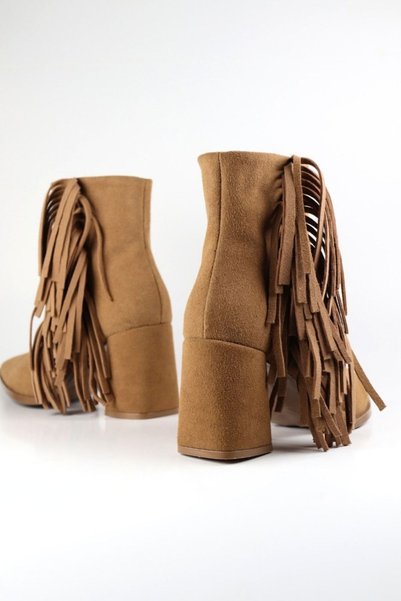 VARENZA WOMAN SHOES İtal Suede Tasseled Women's Thick Heeled Boots