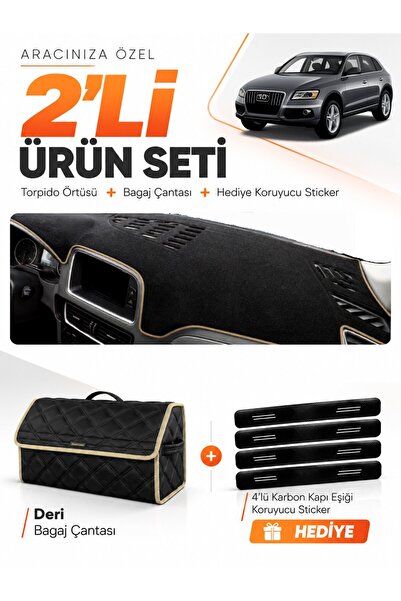 e-biz Audi Q5 (2008-2017) Compatible Glove Box Cover + Leather Trunk Bag + St...