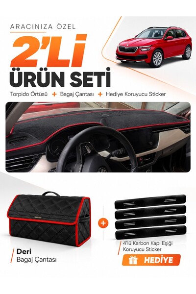 e-biz Skoda Kamiq (2020-2025) Compatible Dashboard Cover + Leather Trunk Bag ...