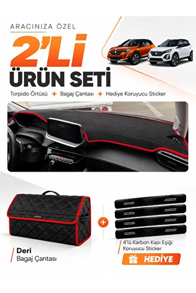 e-biz Peugeot 2008 (2020-2026) Compatible Dashboard Cover + Leather Trunk Bag...