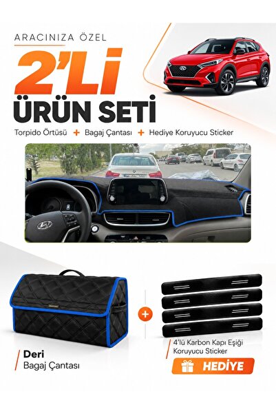 e-biz Hyundai Tucson (2018-2021) Compatible Glove Box Cover + Leather Trunk B...