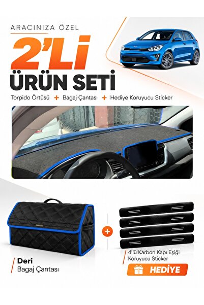 e-biz Kia Rio (2019-2024) Compatible Torpedo Cover + Leather Trunk Bag + Stic...