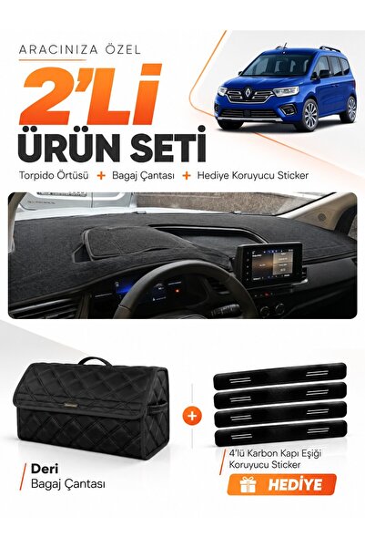 e-biz Renault Kangoo (2023-2026) Compatible Dashboard Cover + Leather Trunk B...