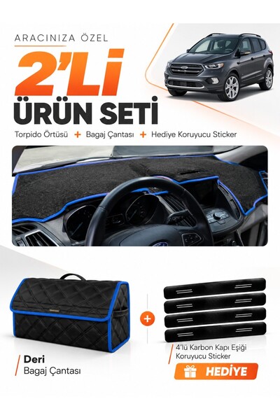 e-biz Ford Kuga (2015-2019) Compatible Dashboard Cover + Leather Trunk Bag + ...