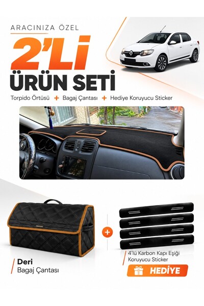 e-biz Renault Symbol Top Covered (2013-2021) Compatible Torpedo Cover + Leath...