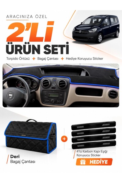 e-biz Daci̇a Dokker (2012-2020) Compatible Dashboard Cover + Leather Trunk Ba...