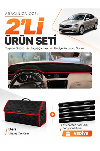 e-biz Skoda Octavia (2013-2019) Compatible Dashboard Cover + Leather Trunk Ba...