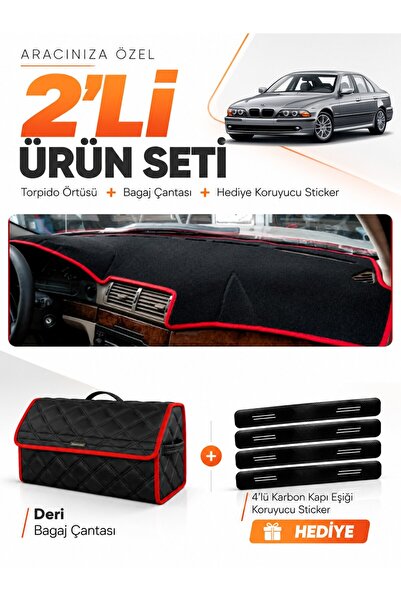 e-biz غطاء توربيدو متوافق مع سيارة BMW E39 (1995-2003) + حقيبة أمتعة جلدية + ...