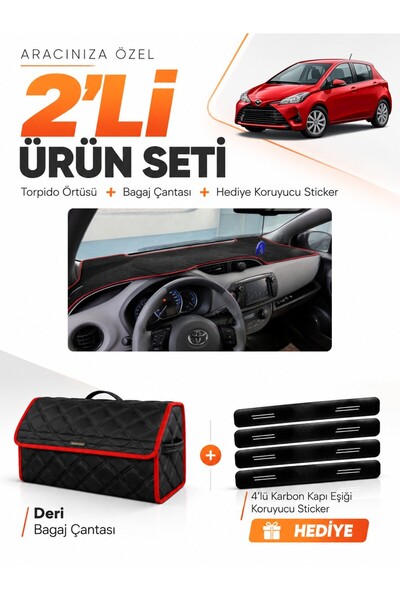 e-biz Toyota Yaris (2014-2019) Compatible Dashboard Cover + Leather Trunk Bag...
