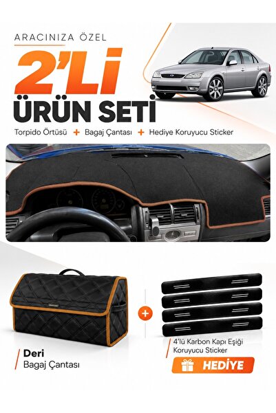 e-biz Ford Mondeo 3 (2000-2007) Compatible Dashboard Cover + Leather Trunk Ba...