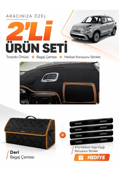 e-biz Fiat 500L (2013-2017) Compatible Dashboard Cover + Leather Trunk Bag + ...