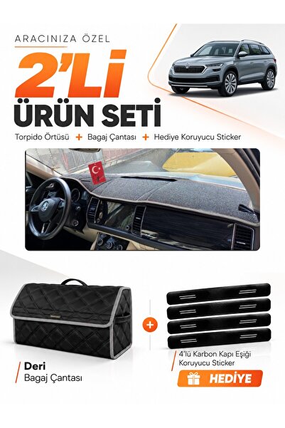 e-biz Skoda Kodiaq (2017-2023) Compatible Dashboard Cover + Leather Trunk Bag...