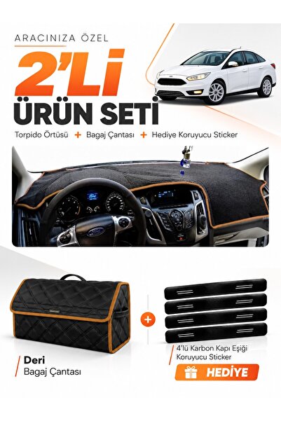 e-biz Ford Focus 3.5 Sedan (2014-2018) Compatible Dashboard Cover + Leather T...