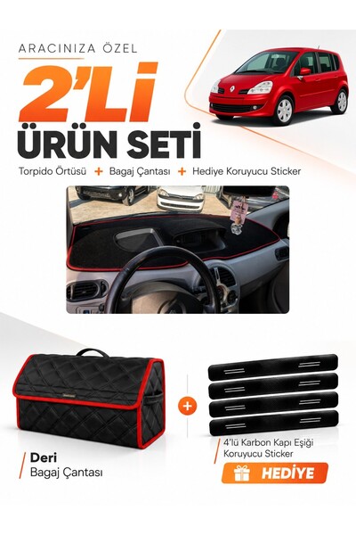 e-biz Renault Modus (2004-2012) Compatible Glove Box Cover + Leather Trunk Ba...