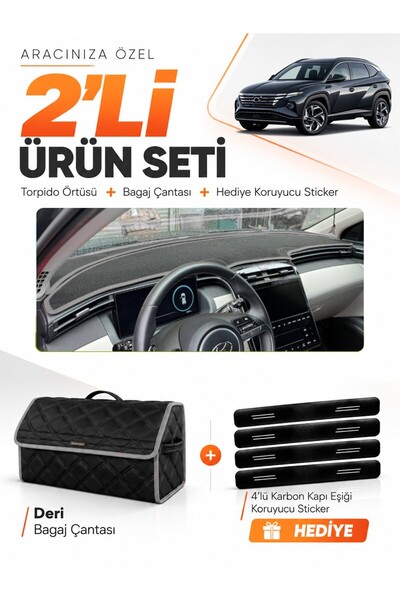 e-biz Hyundai Tucson (2021-2024) Compatible Glove Box Cover + Leather Trunk B...