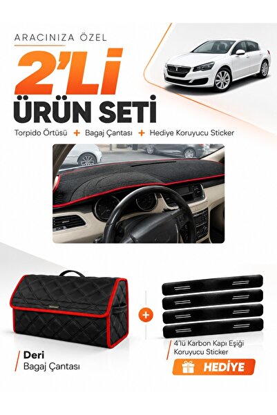 e-biz Dashboard Cover + Leather Trunk Bag + Sticker Set Compatible with Peuge...