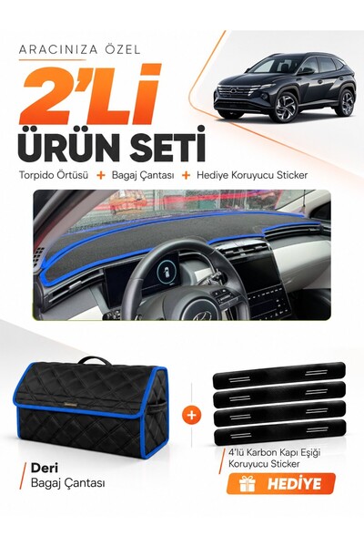 e-biz Hyundai Tucson (2021-2024) Compatible Glove Box Cover + Leather Trunk B...