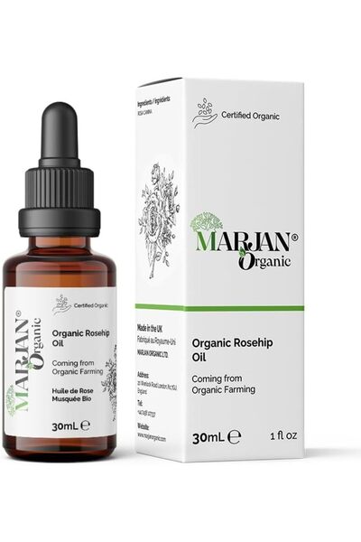 Marjan Organic زيت ثمر الورد العضوي 30 مل - معصور على البارد ومعتمد عضويًا - ...